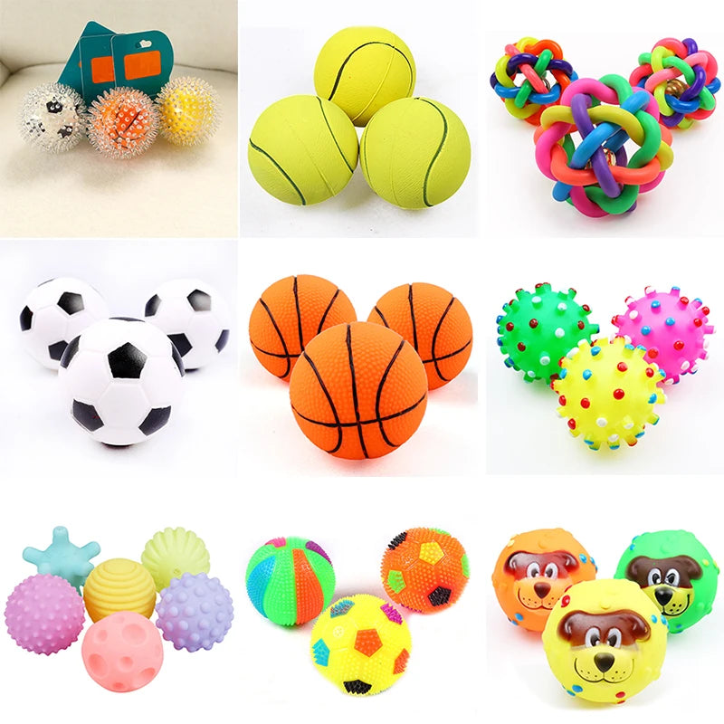 Squeaky Rubber Dog Ball Toy for Small Puppies Play