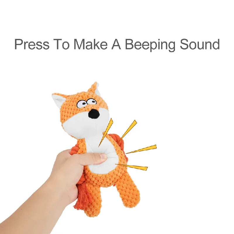Cute Plush Rope Dog Toy with Squeaker and Knots
