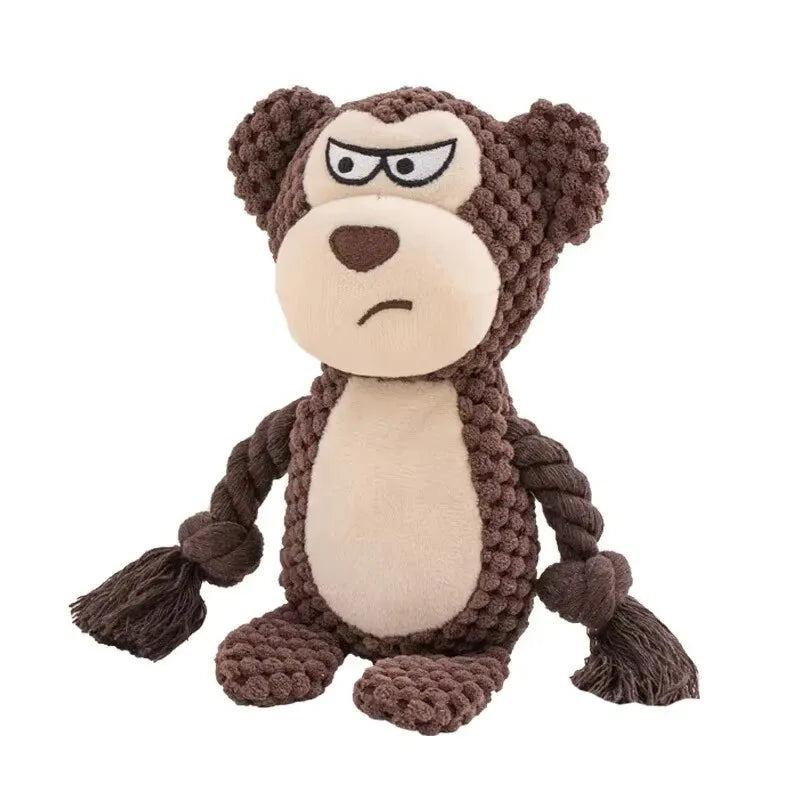 Cute Plush Rope Dog Toy with Squeaker and Knots