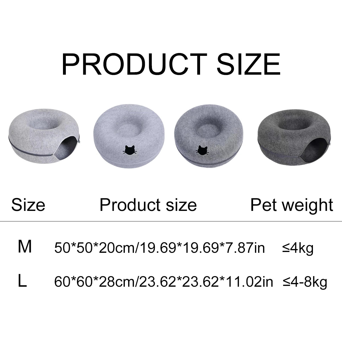 Interactive Felt Cat Tunnel Bed Donut Nest Toy House