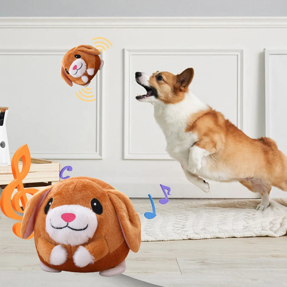 Automatic Bouncing Plush Dog Toy Interactive Squeaky Self-Moving Fun