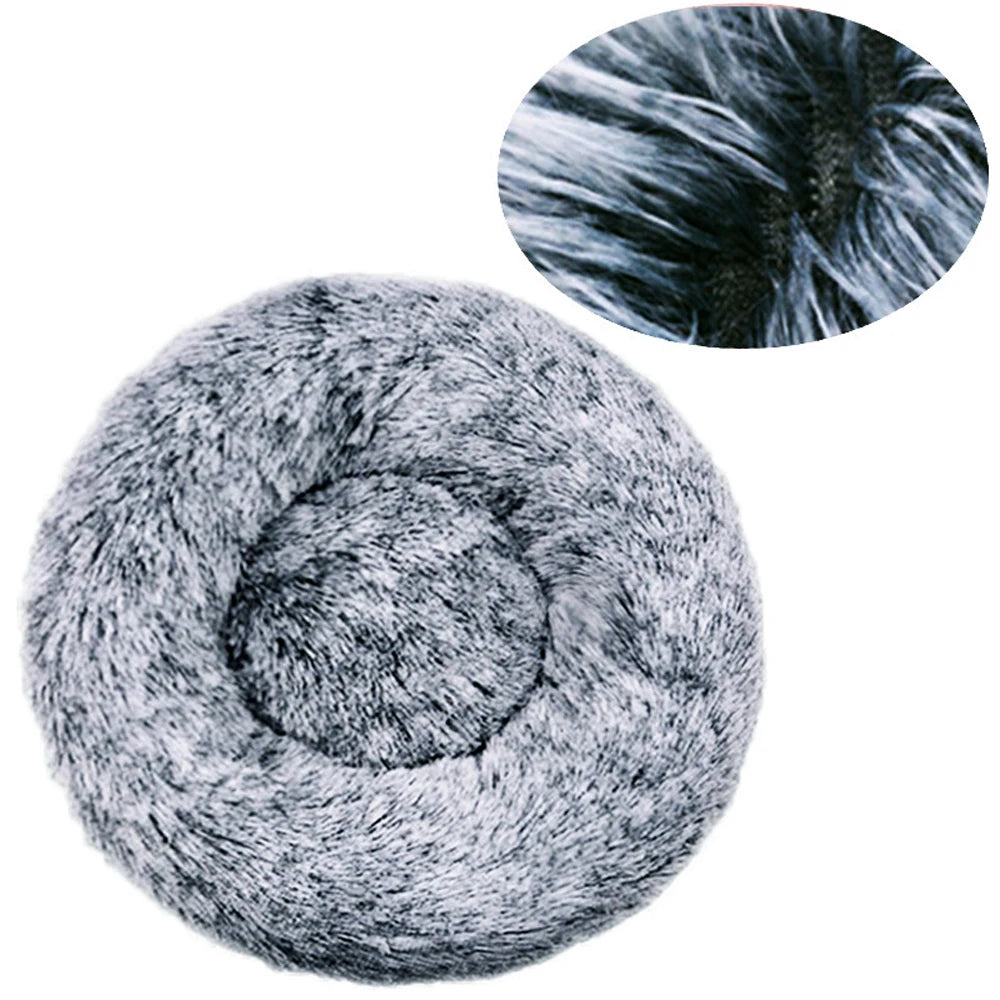 Round Plush Pet Bed Warm Washable Sofa for Dogs