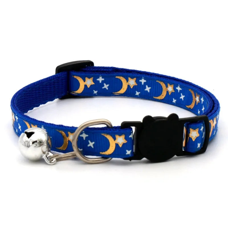 Colorful Paw Print Pet Collar with Adjustable Safety Bell