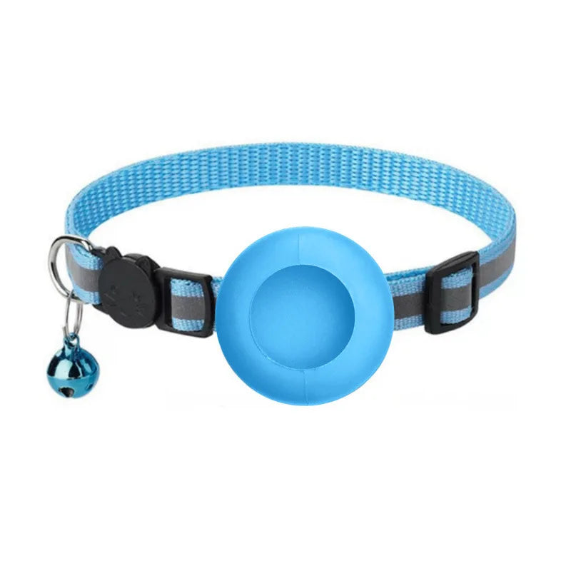 Reflective Airtag Cat Collar with Bell and Breakaway Buckle