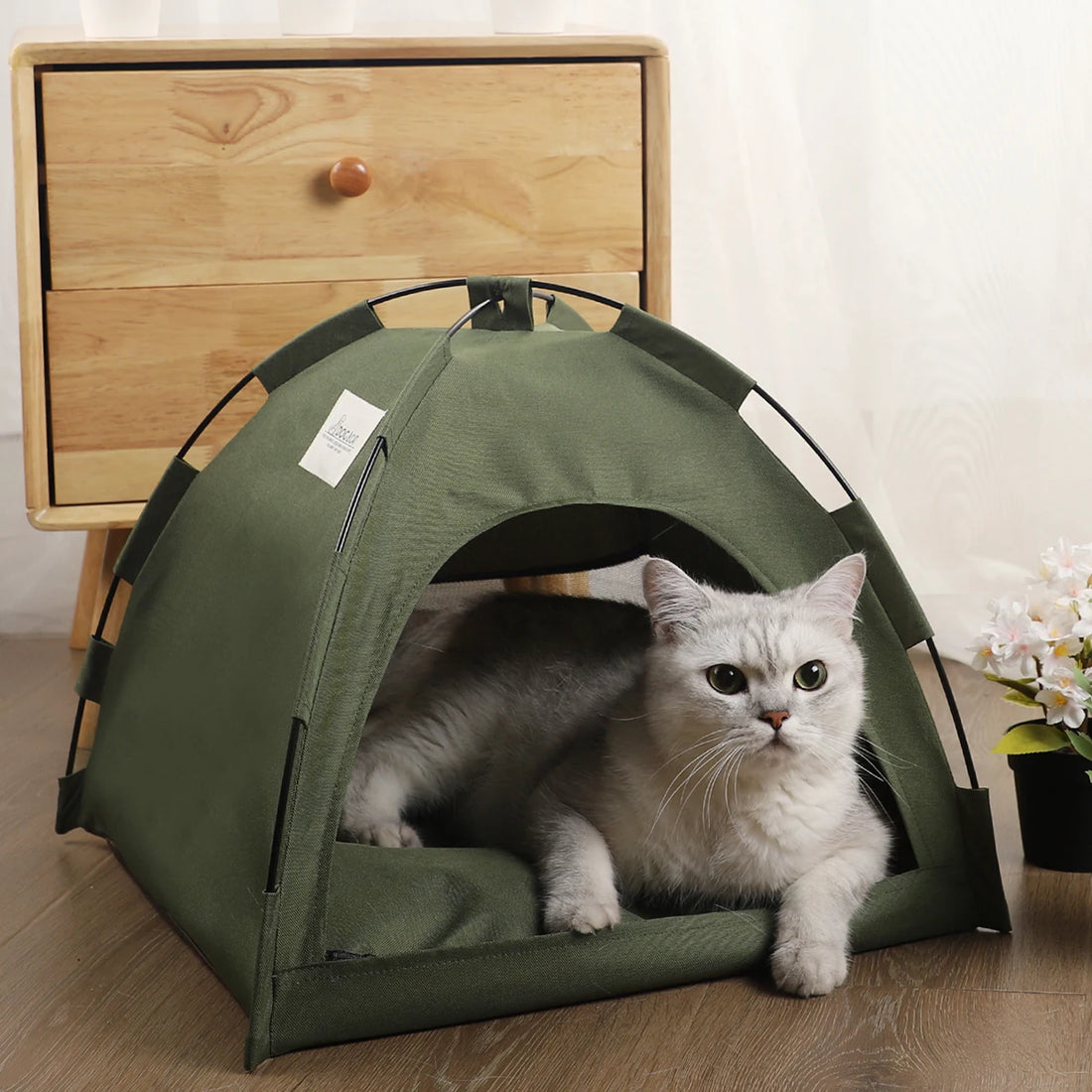 Warm Pet Tent Bed Cozy Cat House Winter Nest