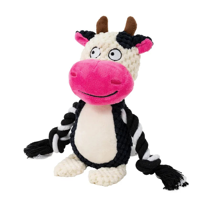 Cute Plush Rope Dog Toy with Squeaker and Knots