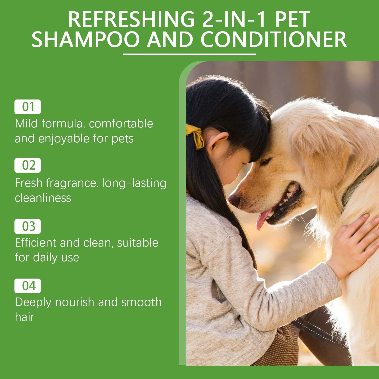 Hypoallergenic 2-in-1 Pet Shampoo and Conditioner for Sensitive Skin