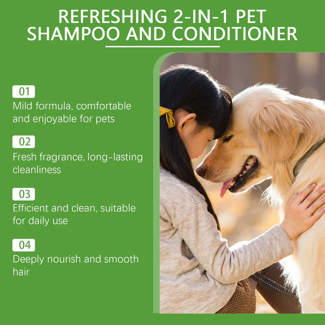 Hypoallergenic 2-in-1 Pet Shampoo and Conditioner for Sensitive Skin