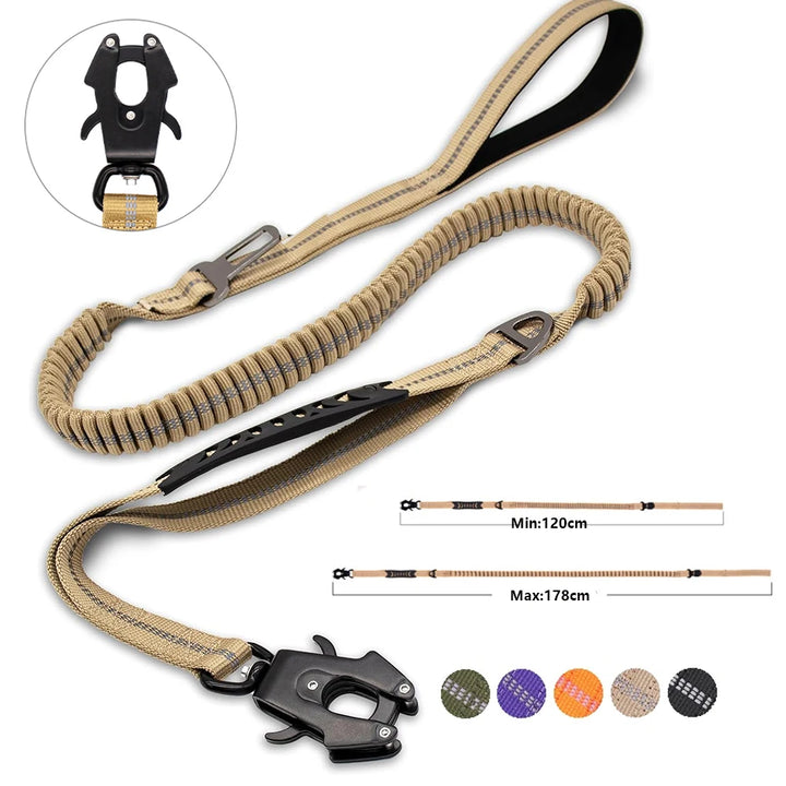 Reflective Bungee Dog Leash with Seatbelt for Large Dogs