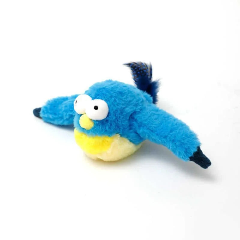 Rechargeable Chirping Bird Cat Toy with Touch Activated Flapping