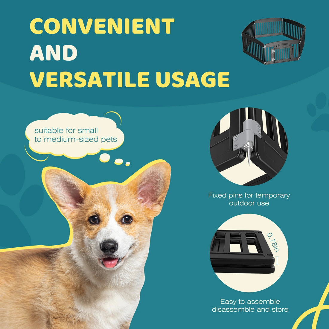 Expandable 6-Panel Pet Playpen for Indoor Outdoor Use