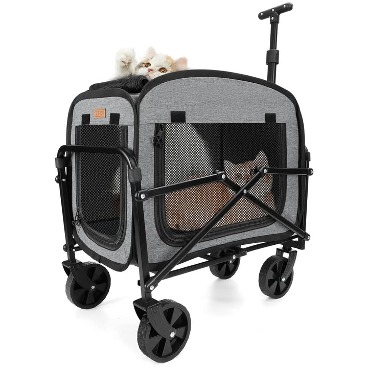 Extra Large Foldable Pet Carrier with Wheels for Travel