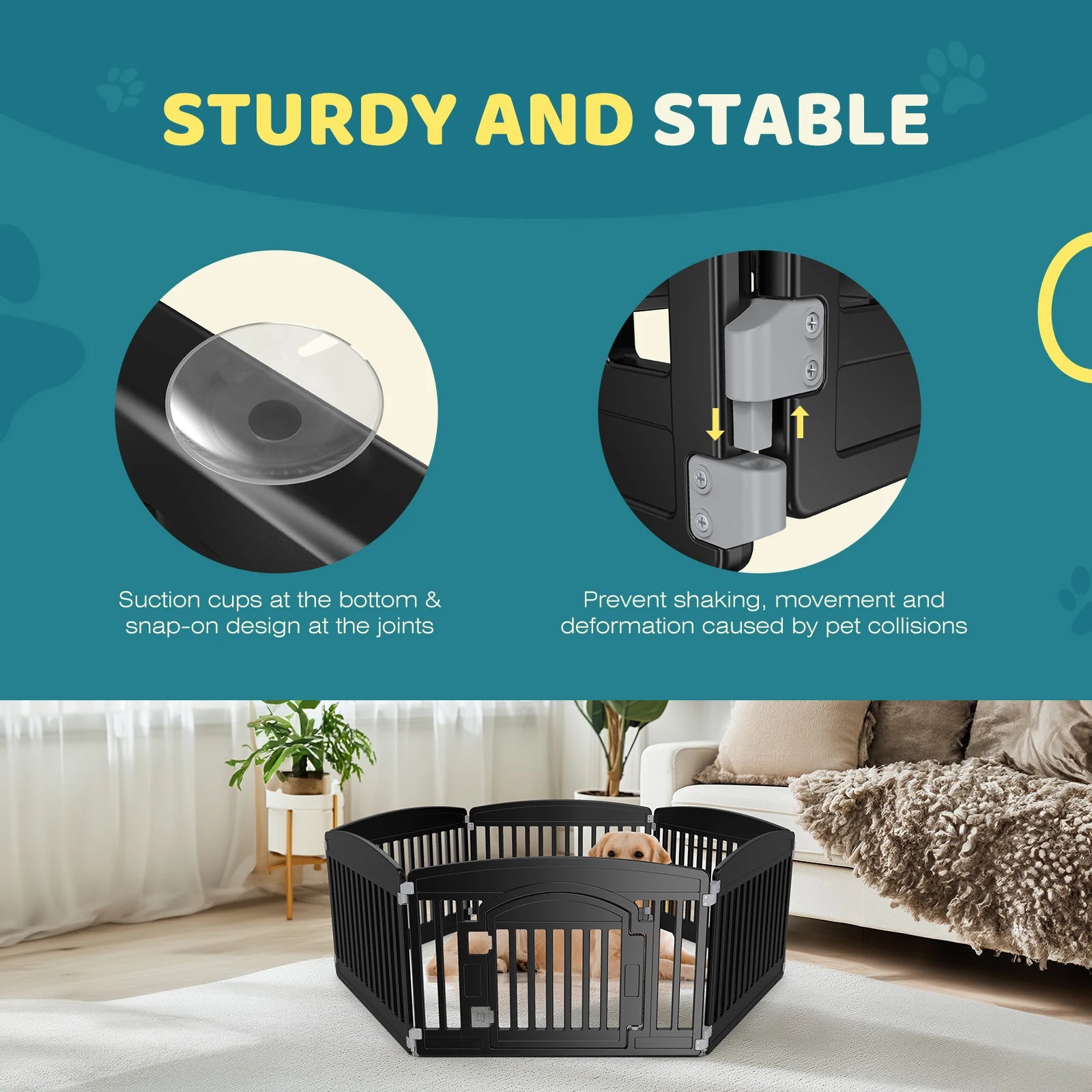 Expandable 6-Panel Pet Playpen for Indoor Outdoor Use
