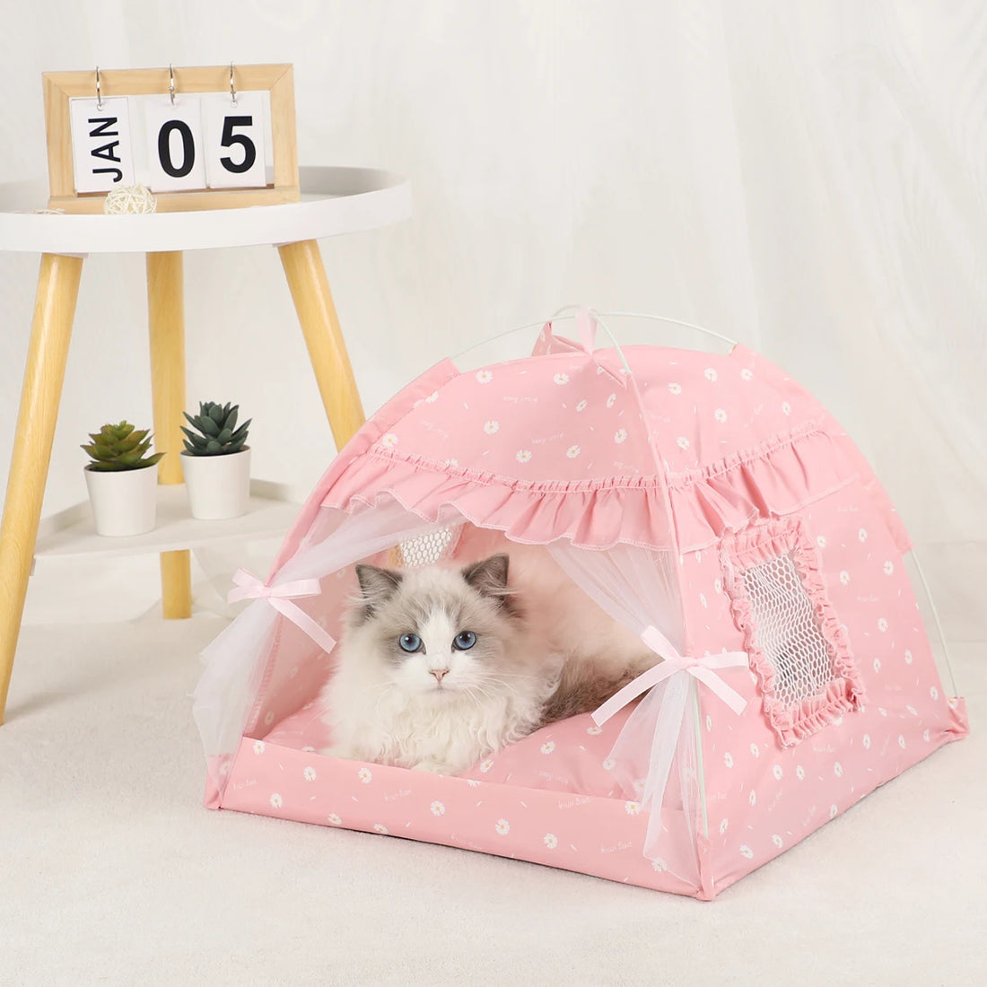 Warm Pet Tent Bed Cozy Cat House Winter Nest