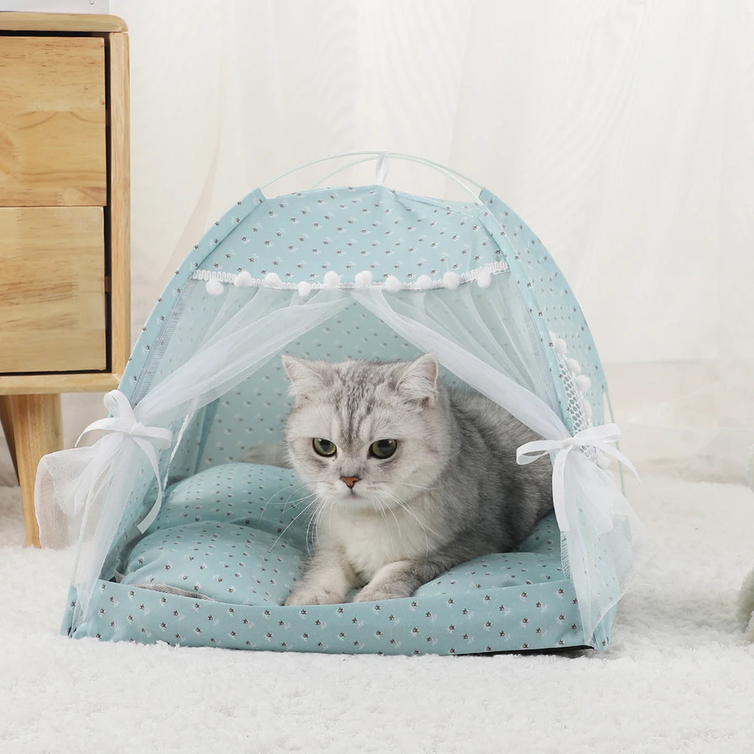 Warm Pet Tent Bed Cozy Cat House Winter Nest