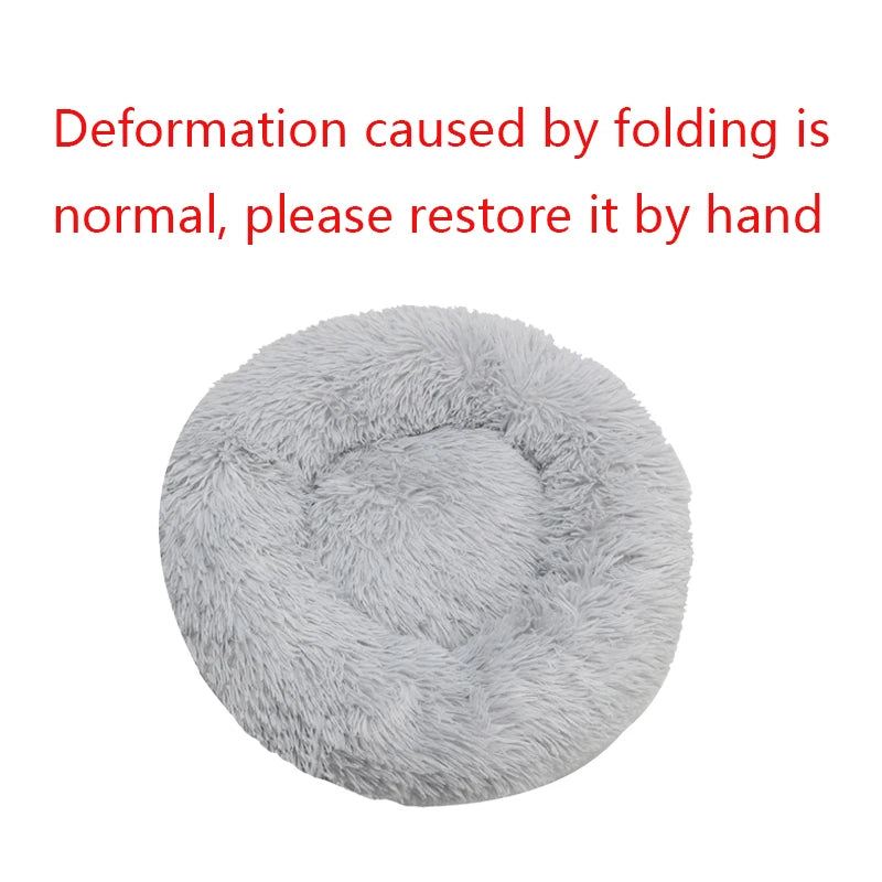 Round Plush Pet Bed Warm Washable Sofa for Dogs