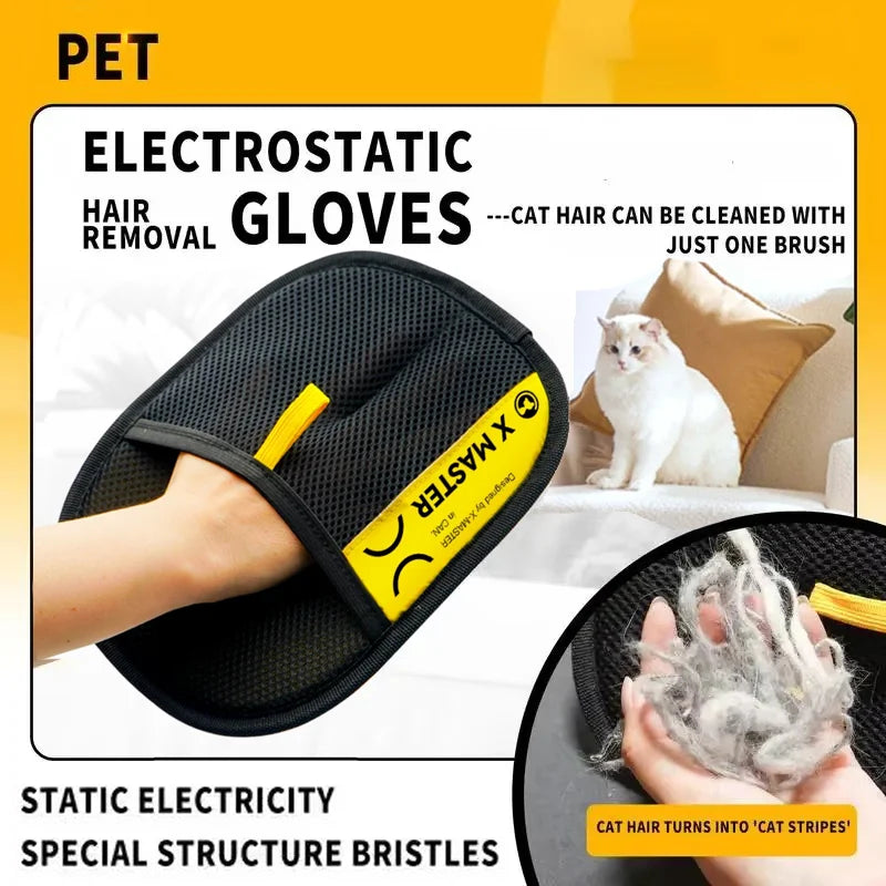 Reusable Pet Grooming Glove with Lint Roller Hair Remover