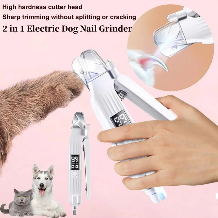 2-in-1 Electric Pet Nail Trimmer and Grinder with LED
