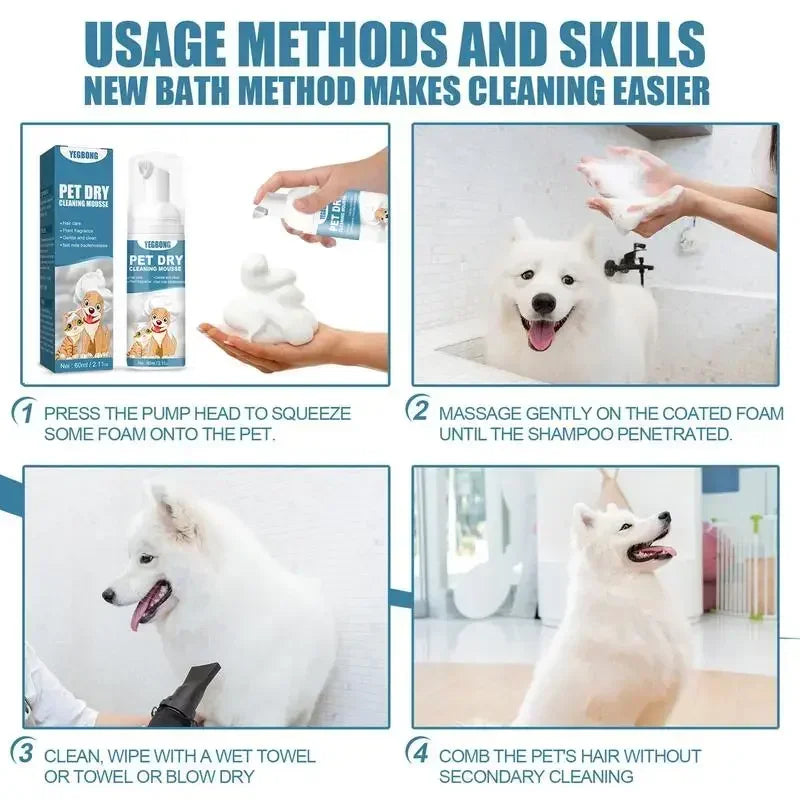 Waterless Pet Shampoo Mousse for Dogs and Cats Cleaning