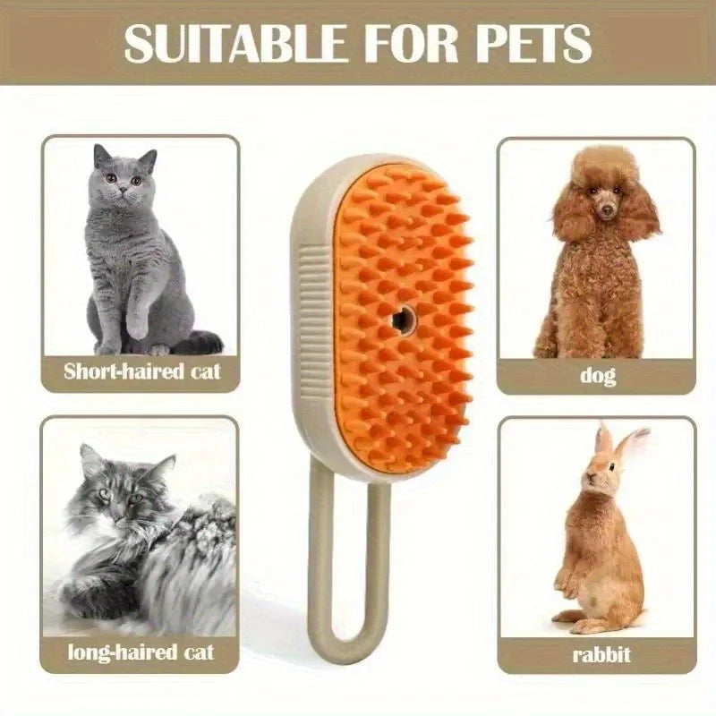 3-in-1 Steam Pet Grooming Brush with Massage Comb Function