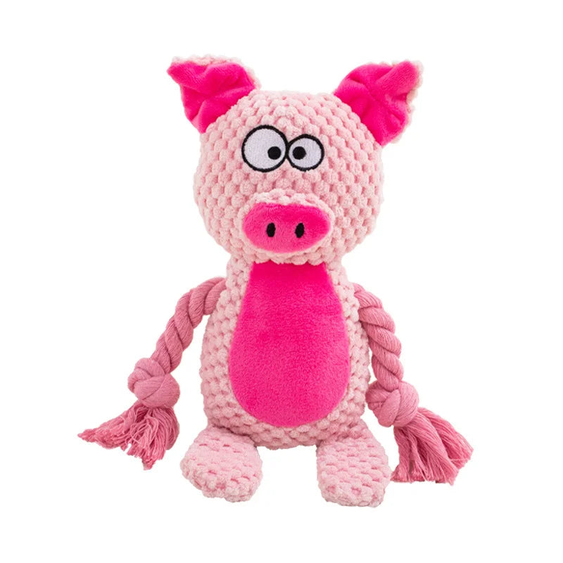 Cute Plush Rope Dog Toy with Squeaker and Knots