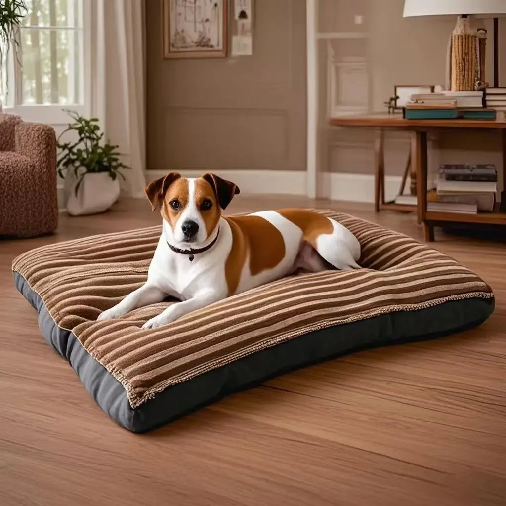 Large Corduroy Dog Bed Thick Washable Pet Sleeping Mat