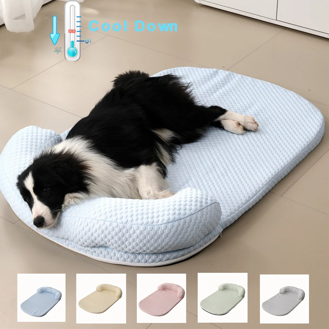 Breathable Cooling Dog Bed with Pillow Summer Pet Cushion