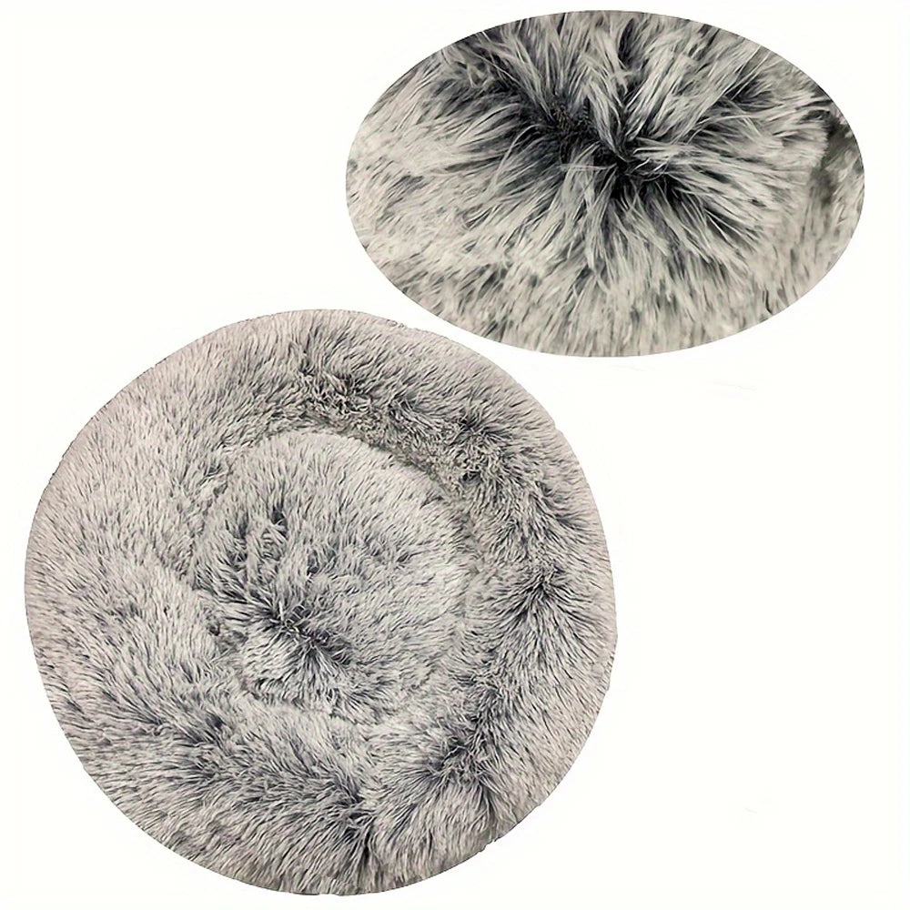 Round Plush Pet Bed Warm Washable Sofa for Dogs