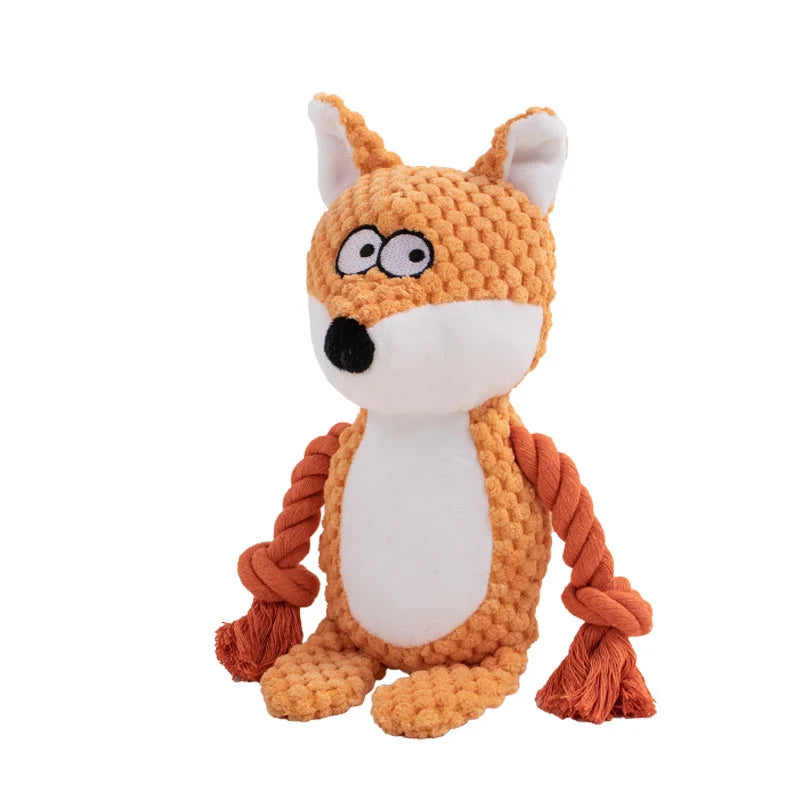 Cute Plush Rope Dog Toy with Squeaker and Knots