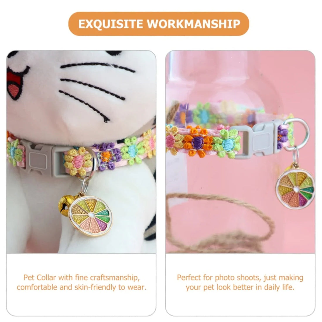Colorful Paw Print Pet Collar with Adjustable Safety Bell