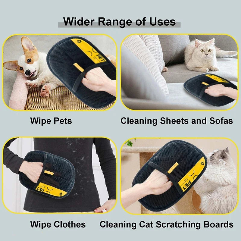 Reusable Pet Grooming Glove with Lint Roller Hair Remover
