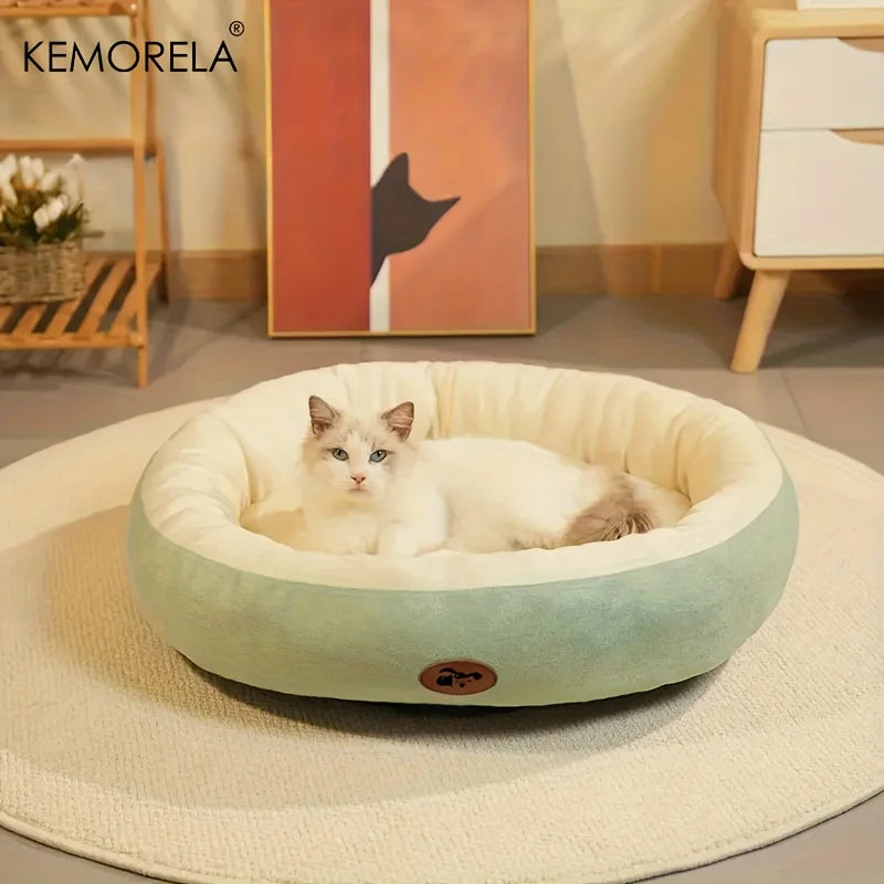 Cozy Plush Oval Pet Bed for Cats and Dogs