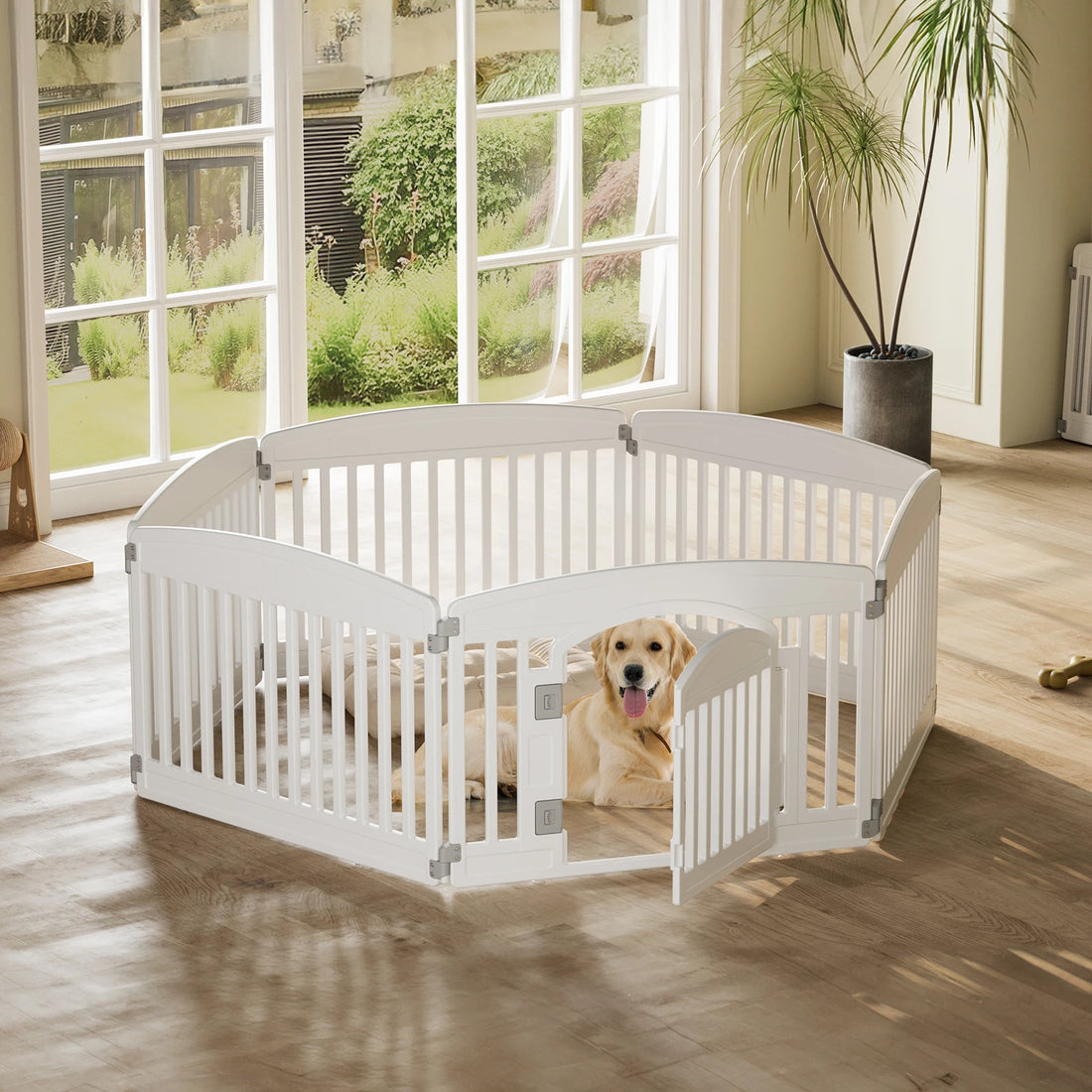 Expandable 6-Panel Pet Playpen for Indoor Outdoor Use