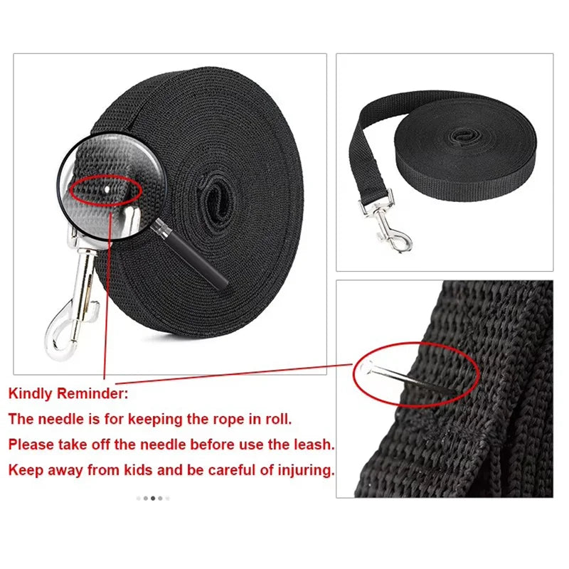 Extra Long Nylon Dog Leash for Recall Training Outdoors