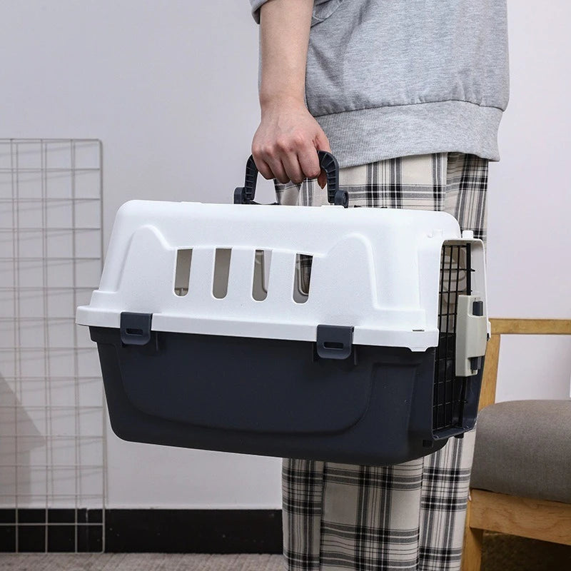 Portable Airline Pet Carrier Crate with Secure Lock Handle