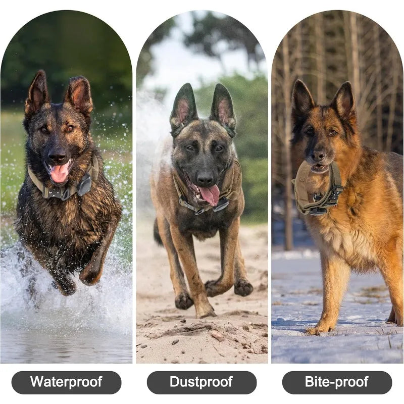 Waterproof Tactical Dog Collar with Handle and AirTag Holder