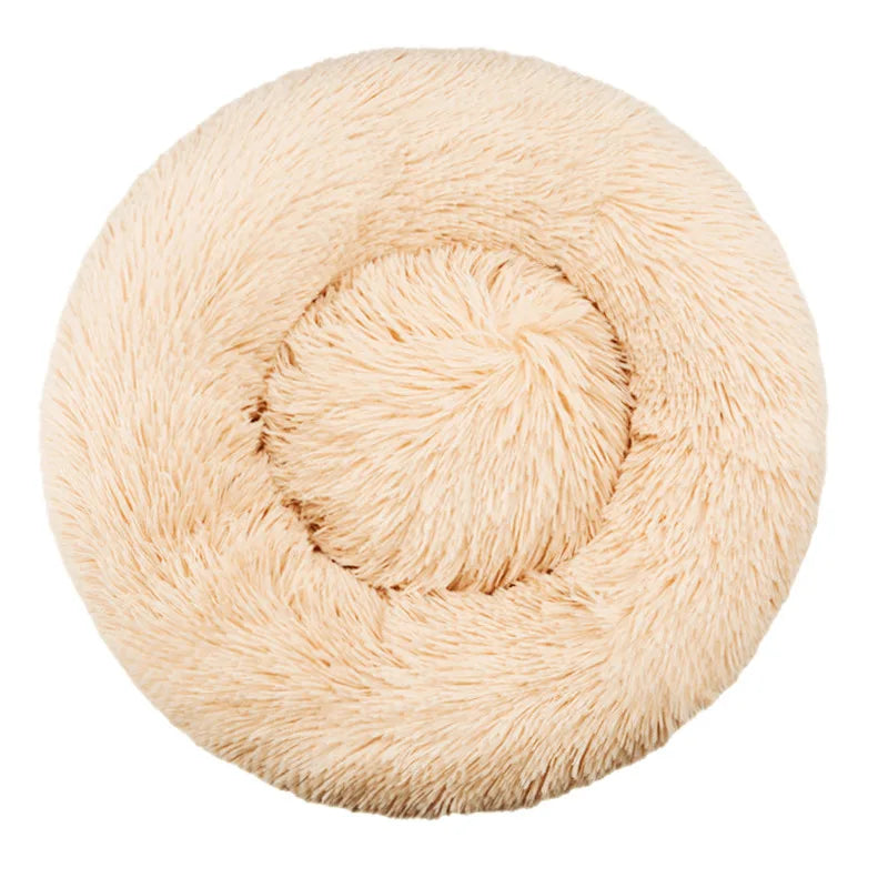 Round Plush Pet Bed Warm Washable Sofa for Dogs