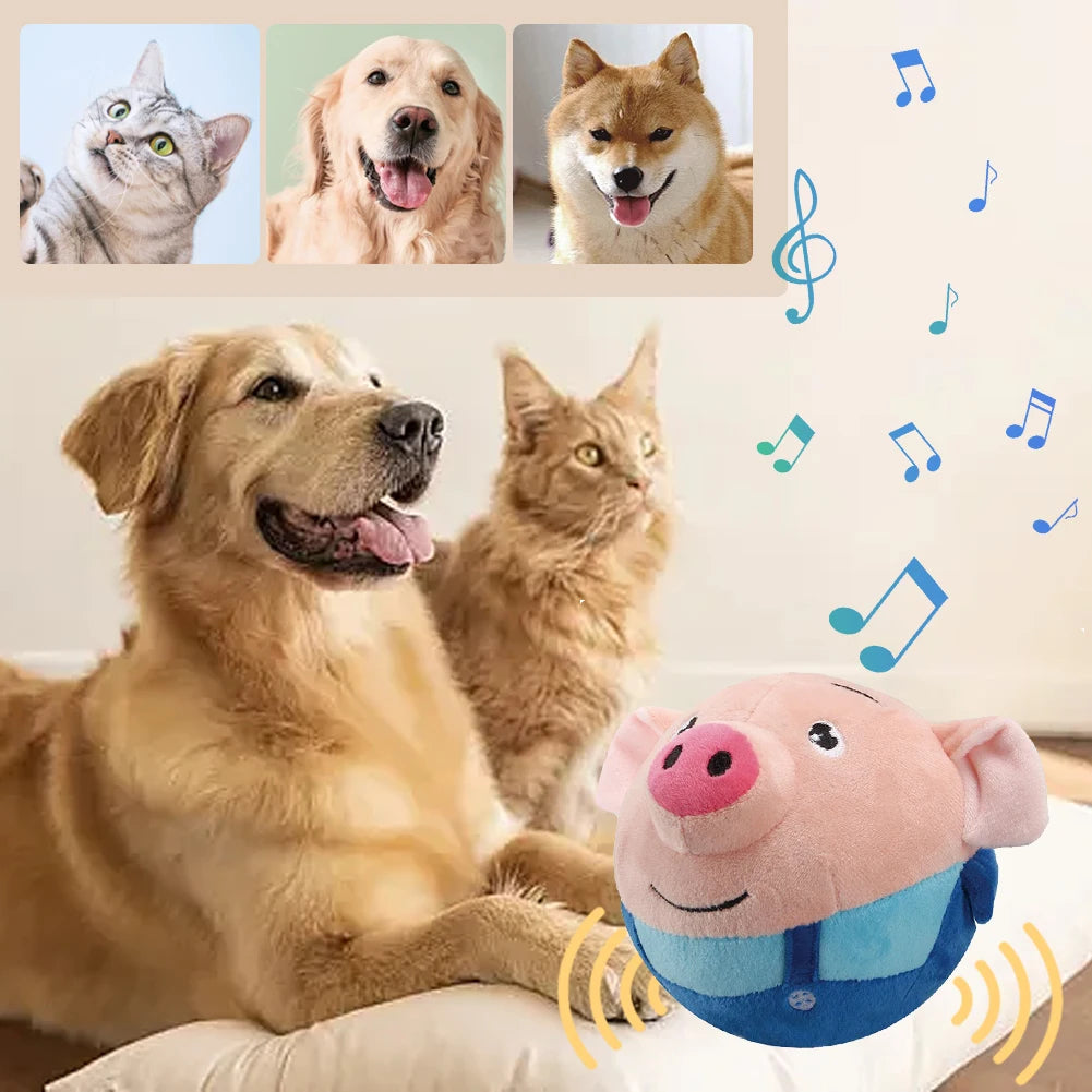 Automatic Bouncing Plush Dog Toy Interactive Squeaky Self-Moving Fun