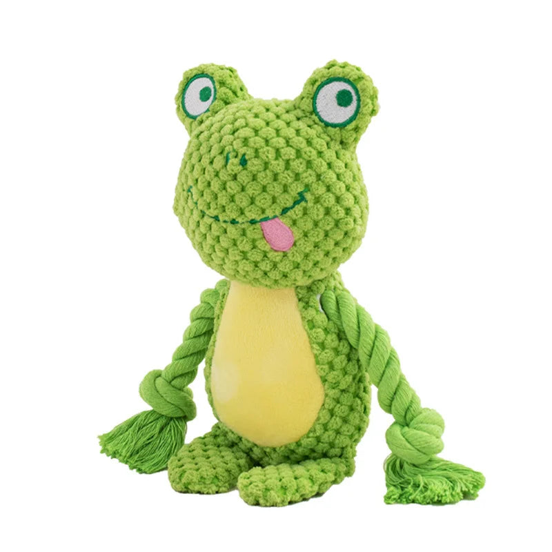 Cute Plush Rope Dog Toy with Squeaker and Knots