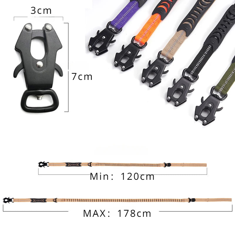 Reflective Bungee Dog Leash with Seatbelt for Large Dogs