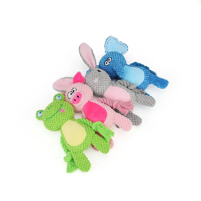 Cute Plush Rope Dog Toy with Squeaker and Knots
