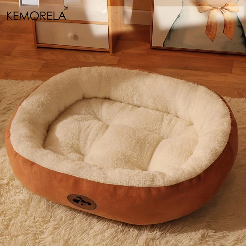 Cozy Plush Oval Pet Bed for Cats and Dogs