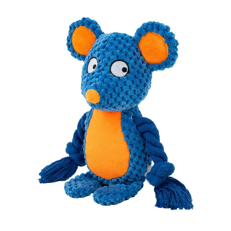 Cute Plush Rope Dog Toy with Squeaker and Knots