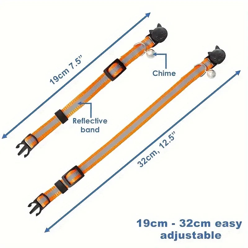 10-Pack Reflective Breakaway Cat Collars with Bells Safety Set