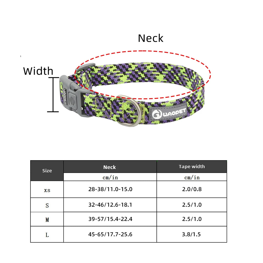 Reflective Adjustable Dog Collar Durable Nylon for Medium Dogs