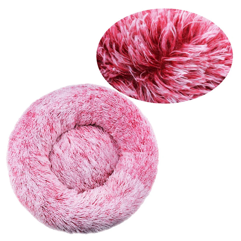 Round Plush Pet Bed Warm Washable Sofa for Dogs