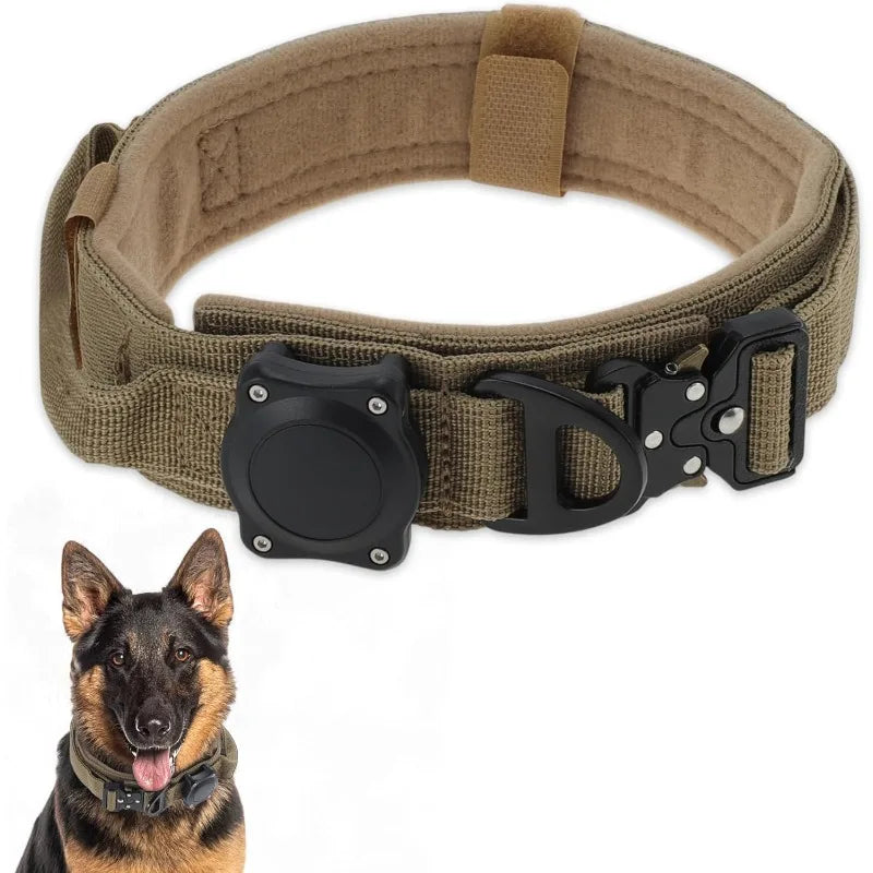 Waterproof Tactical Dog Collar with Handle and AirTag Holder
