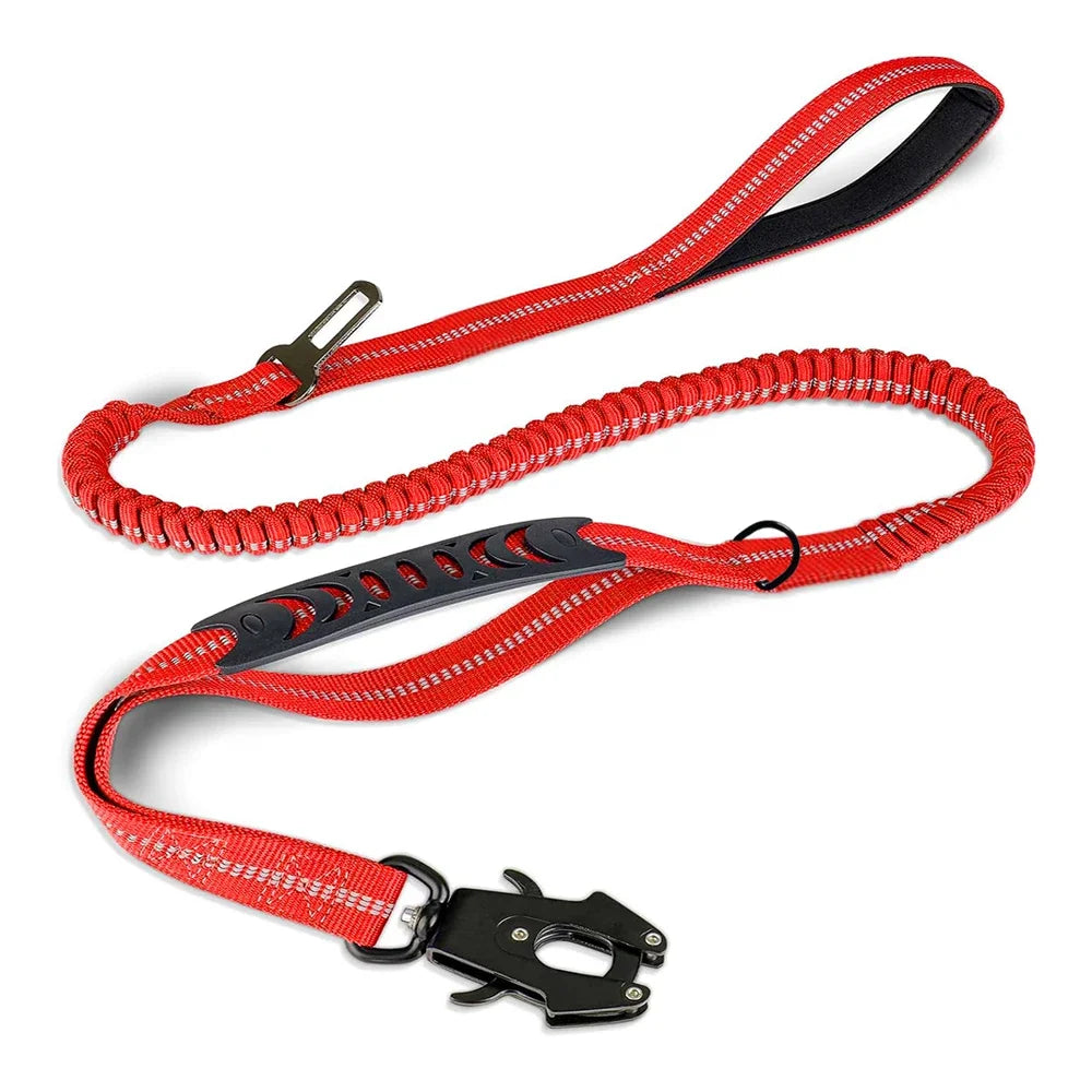 Reflective Bungee Dog Leash with Seatbelt for Large Dogs