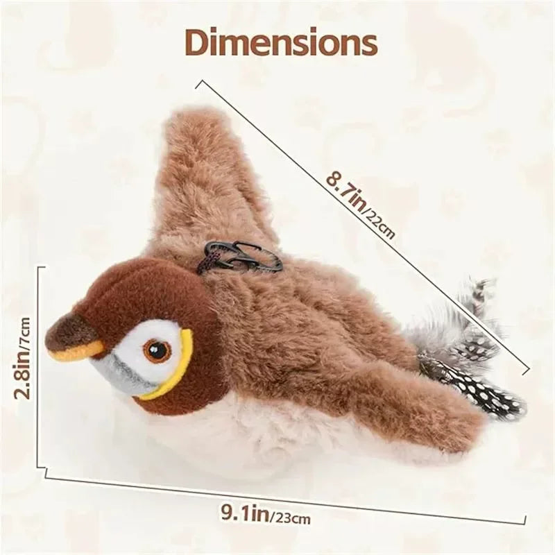 Rechargeable Chirping Bird Cat Toy with Touch Activated Flapping