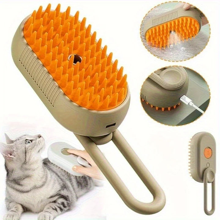 3-in-1 Steam Pet Grooming Brush with Massage Comb Function